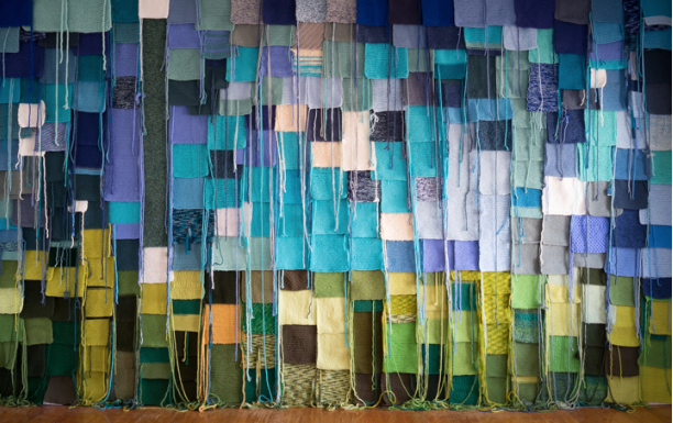 sample squares for artist romy owens’ community project at 108 Contemporary #knitbomb108