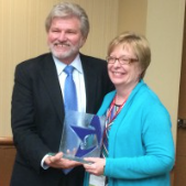 AFTA CEO Bob Lynch giving award to Ann Marie Miller from Art Pride NJ
