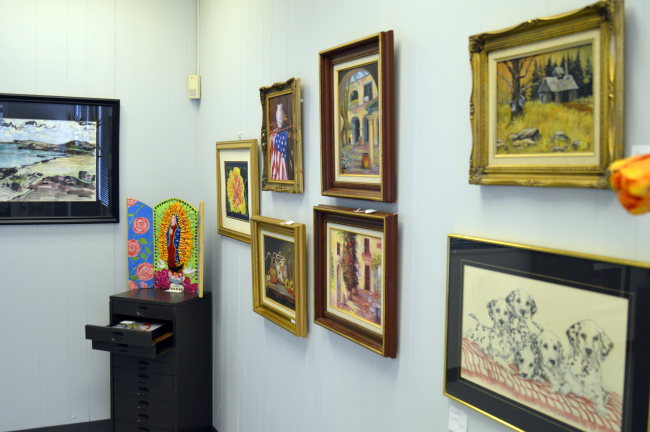 Art by local artists hangs in the newly renovated art gallery.