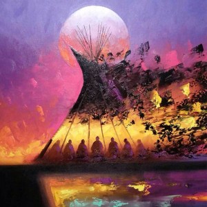 Untitled #19, by Timothy Nevaquaya, a Comanche artist on display at Bruce Carter’s Tallgrass Gallery