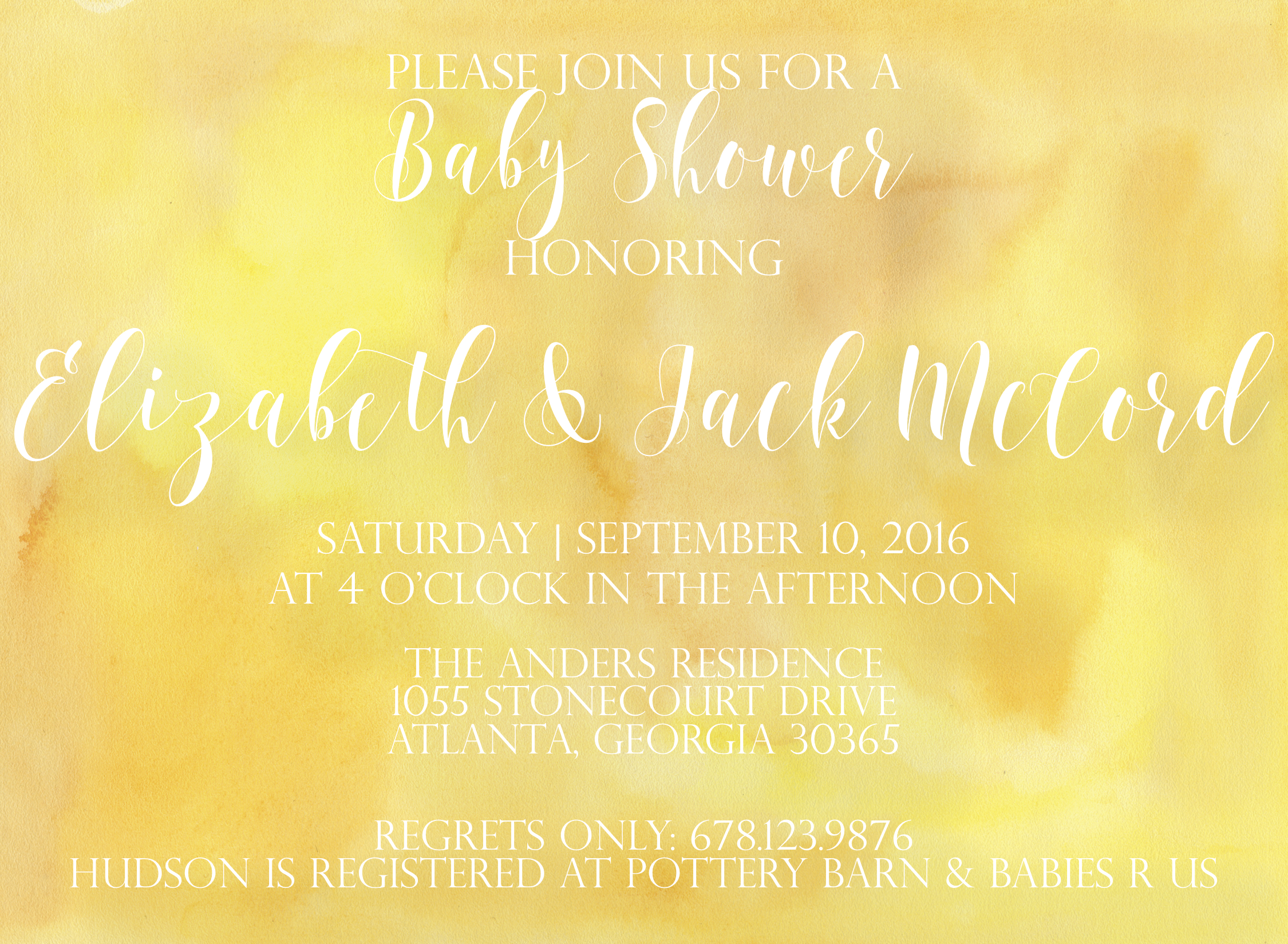GENDER NEUTRAL - YELLOW WATERCOLOR SHOWER INVITE.jpg