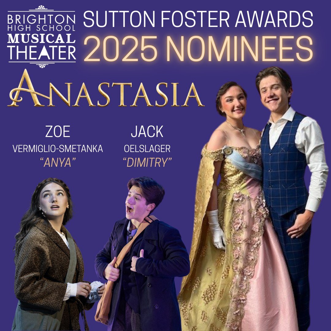 🎭✨ Big News from the Royal Palace! ✨🎭
Join us in giving a standing ovation to Zoe and Jack for their Sutton Foster Award nominations! 🌟 Your incredible talent, hard work, and heart lit up the stage in Anastasia &mdash; and now the spotlight shines