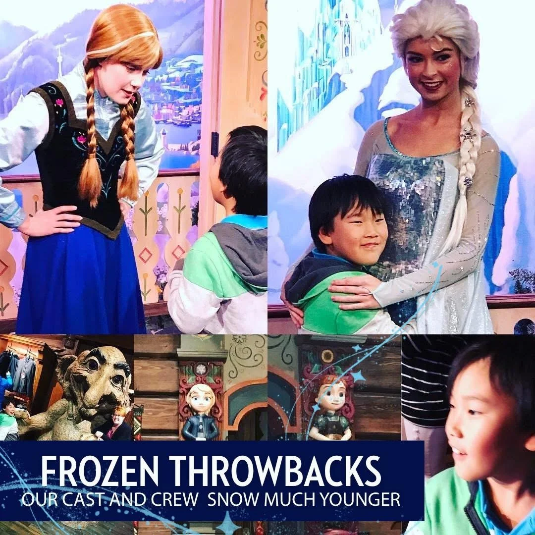 ❄️ Frozen Throwbacks ❄️
Our Cast &amp; Crew &mdash; Snow Much Younger ☃️✨

Over 10 years ago, one of our cast members was visiting Disney&hellip;
Now they&rsquo;re helping bring Frozen to life on stage for the next generation of dreamers 👑❄️
Talk ab