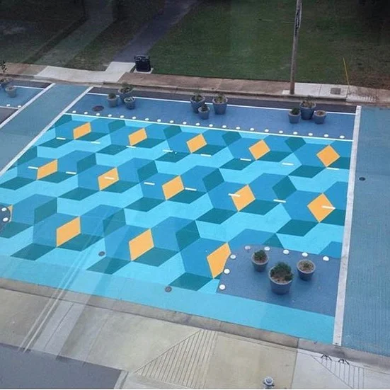 Picture from the weekend: 📸 @whykale New Project, Who Dis? @mmdc901 has installed a new piece of public art by local artists! Take a bike ride cross this cool tessellation.