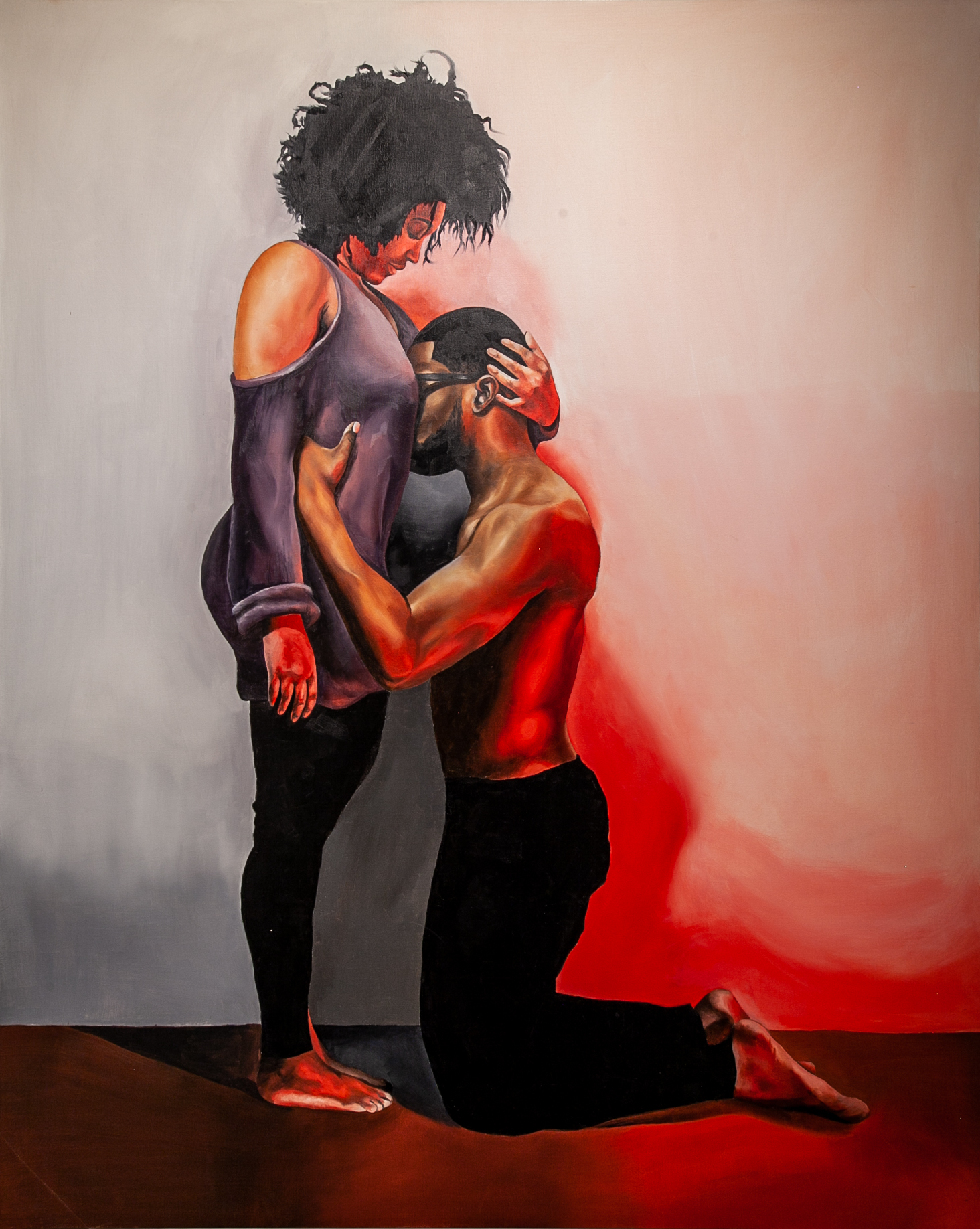  Richard Echols (Cordova, TN)   Embrace,  2017  Medium: Oil paint on canvas  Dimensions: 54x42 inches    