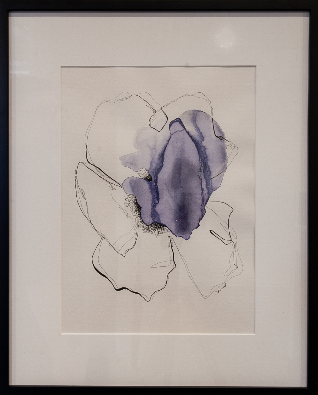  Courtney Khail (Atlanta, GA)   Dreams In Color: Indigo , 2018  Medium: Watercolor and ink on paper  Dimensions: 15x11 inches  “Flowers are not a new subject matter in art—from Dutch still-life painters to Warhol—artists throughout history have utili