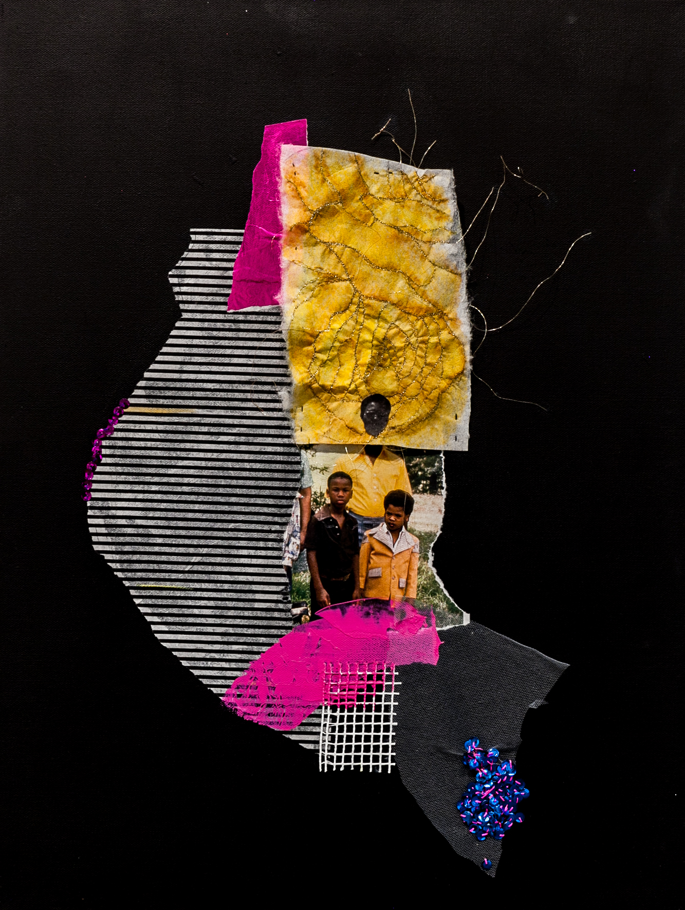  Brittney Boyd Bullock (Memphis,TN)   aren't flowers pretty, never black , 2019  Medium: Digital and mixed media  Dimensions: 18x24 inches; 11x17inches  “[These are from] a series of works that explore the underlying effects of mass media and the per