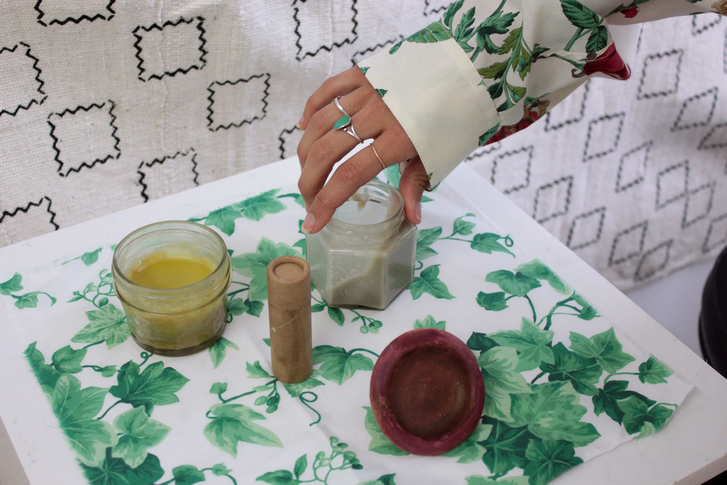 Items (left to right) - Face Lotion, Lip balm, Toothpaste, Aker Fassi- Berber lipstick
