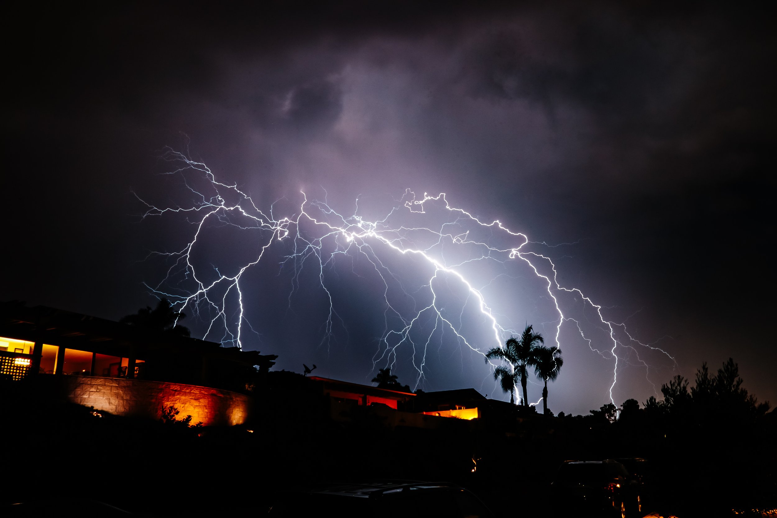 Lightning fragments the night sky San Diego County, California 2021