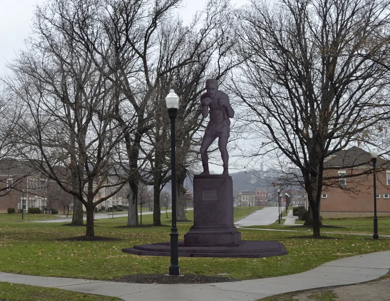 Artist in-progress rendering of the World’s First Bronze Interactive Sculpture, Ezzard Charles, Illustration by John Hebenstreit