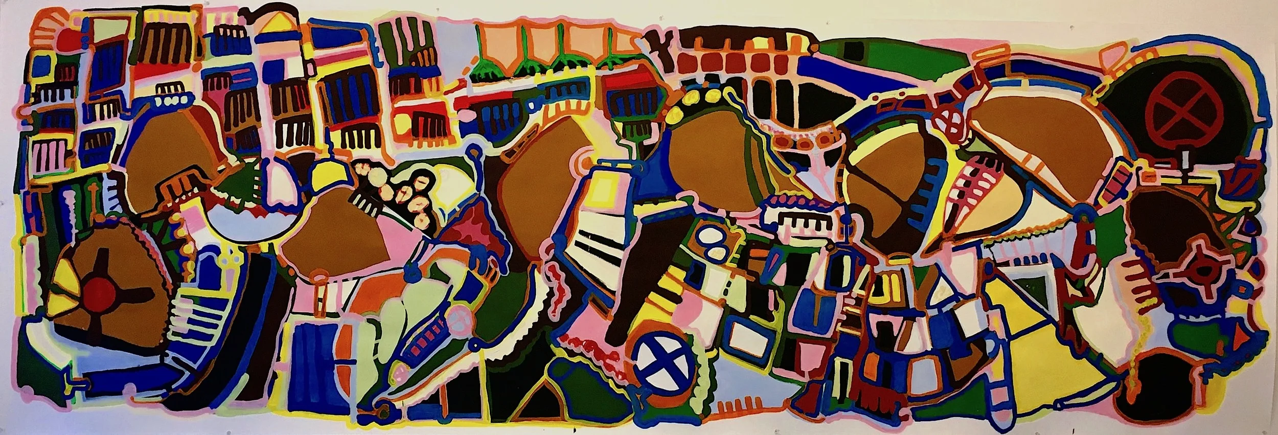 They Longed For Safety, 2018 vinyl paint on paper, 3.5 x10F