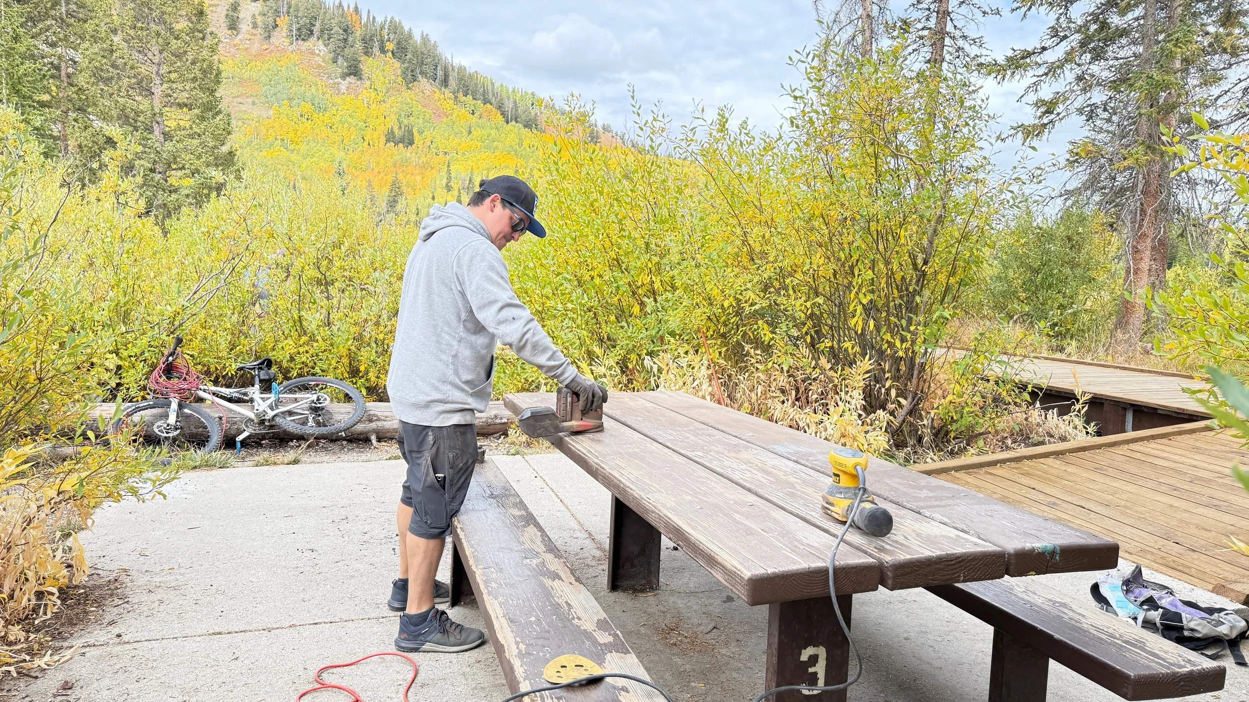 Sand and Paint Picnic Tables