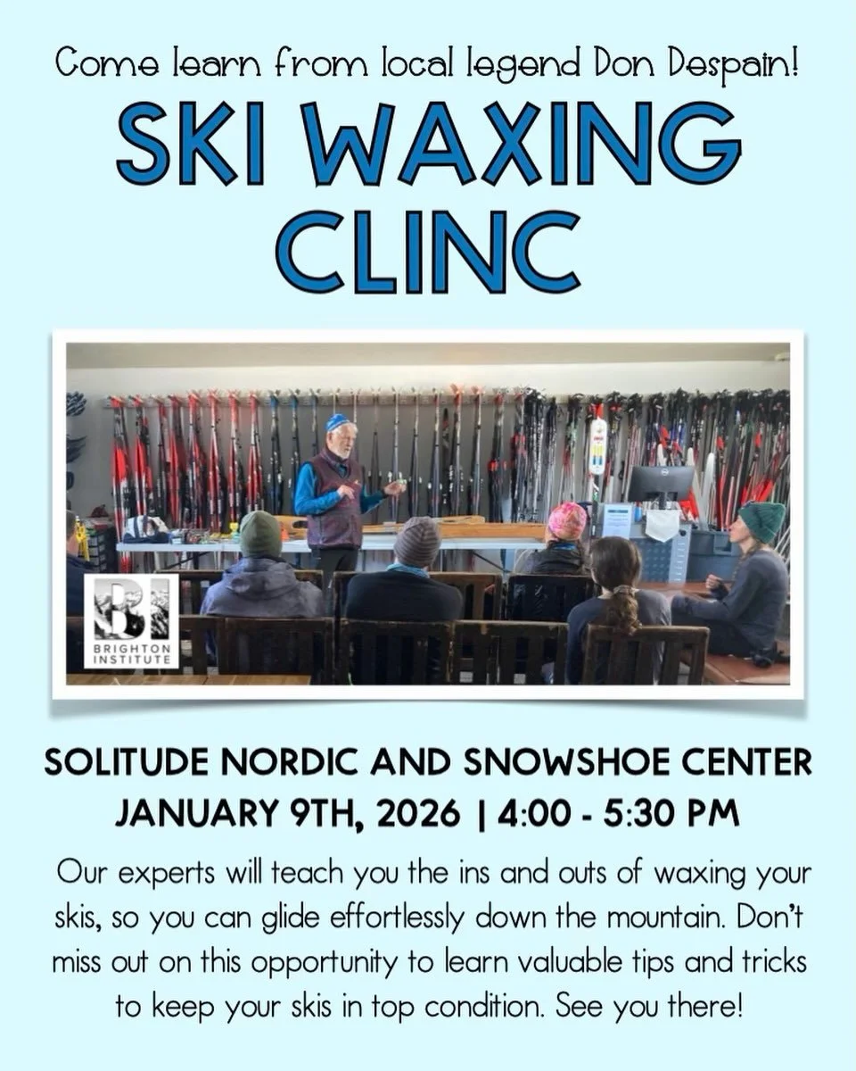 Ski Waxing Clinic

📍Solitude Nordic and Snowshoe Center

📅 January 9th

🕖 4:00 - 5:30 PM

Come join us for a fun and informative Ski Waxing Clinic by local legend Don Despain at the Solitude Nordic Center! Whether you are a seasoned skier or hitti