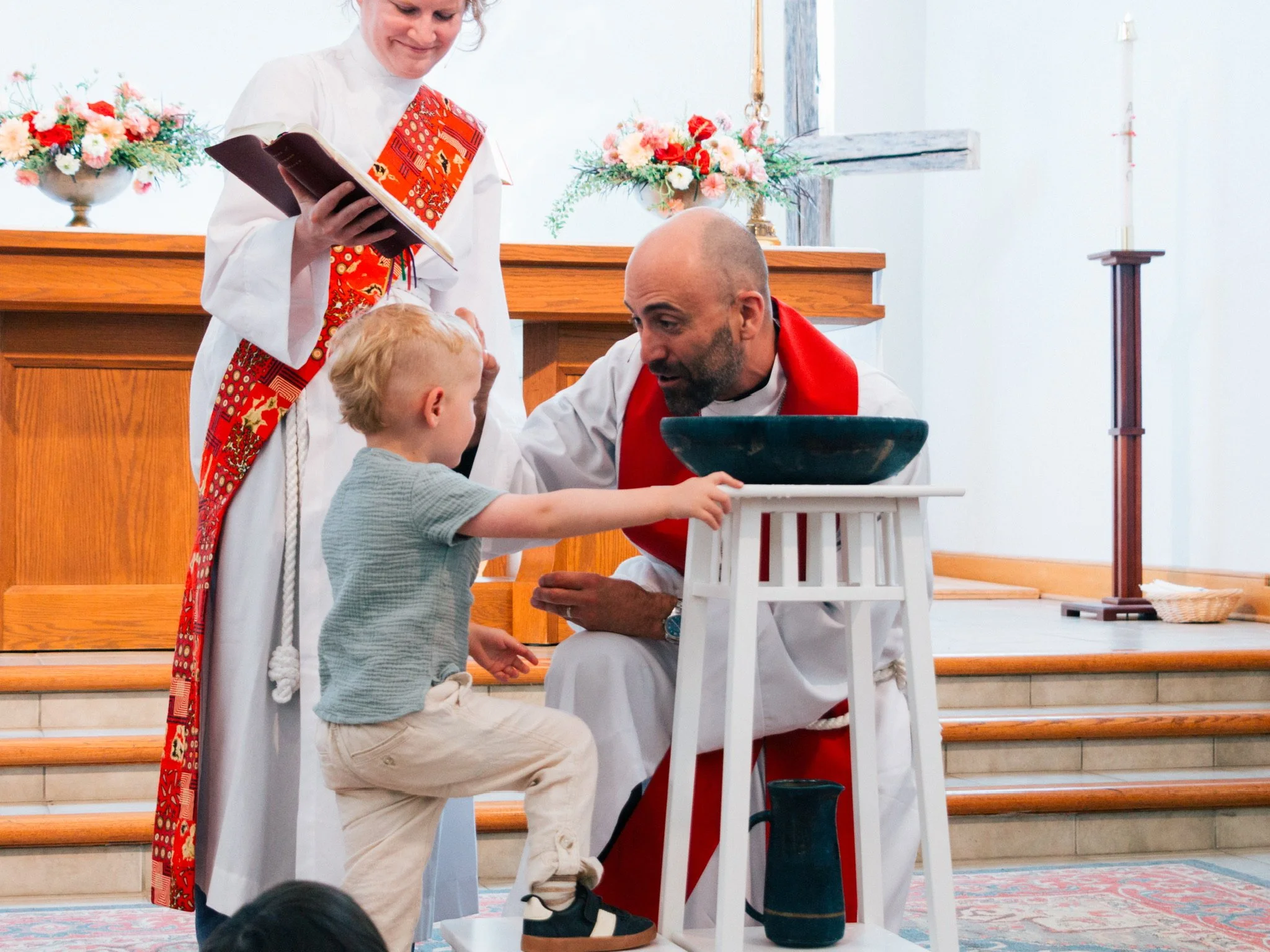 REWIND from Pentecost in May. "We receive you into the fellowship of the Church. Confess the faith of Christ crucified, proclaim his resurrection, and share with us in the royal priesthood of all his people."

&mdash; Holy Baptism, Book of 