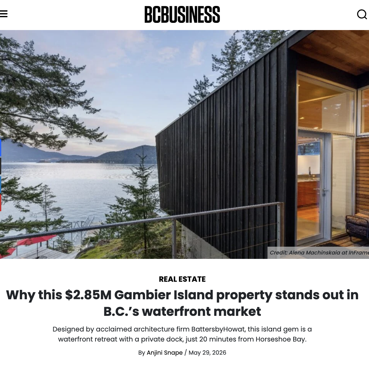 Why this $2.85M Gambier Island property stands out in B.C.’s waterfront market