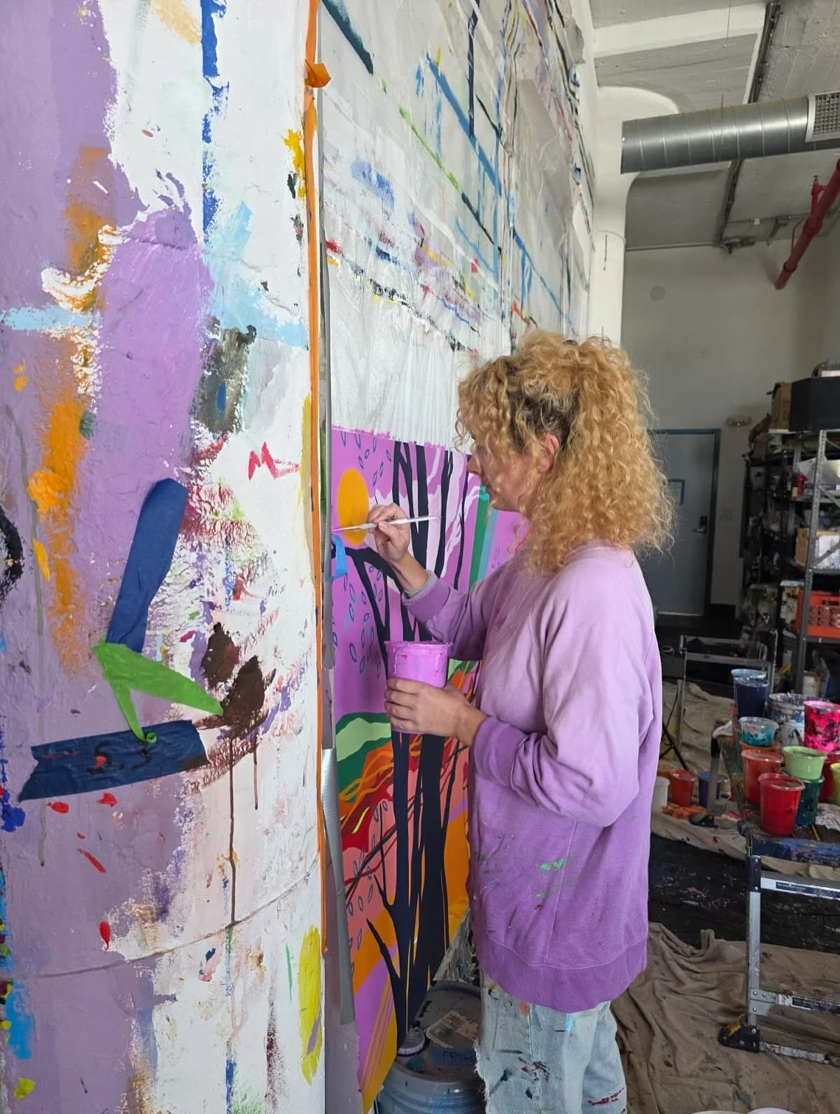 i just sometimes like to match my paintings. 💜🔮🫟🍬summer studio flow and new public art projects in progress. ✨