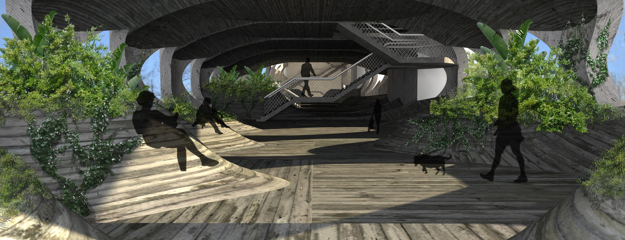 Within the gardens, horizontal and vertical circulation creates entirely new and novel ways to inhabit these unique spaces
