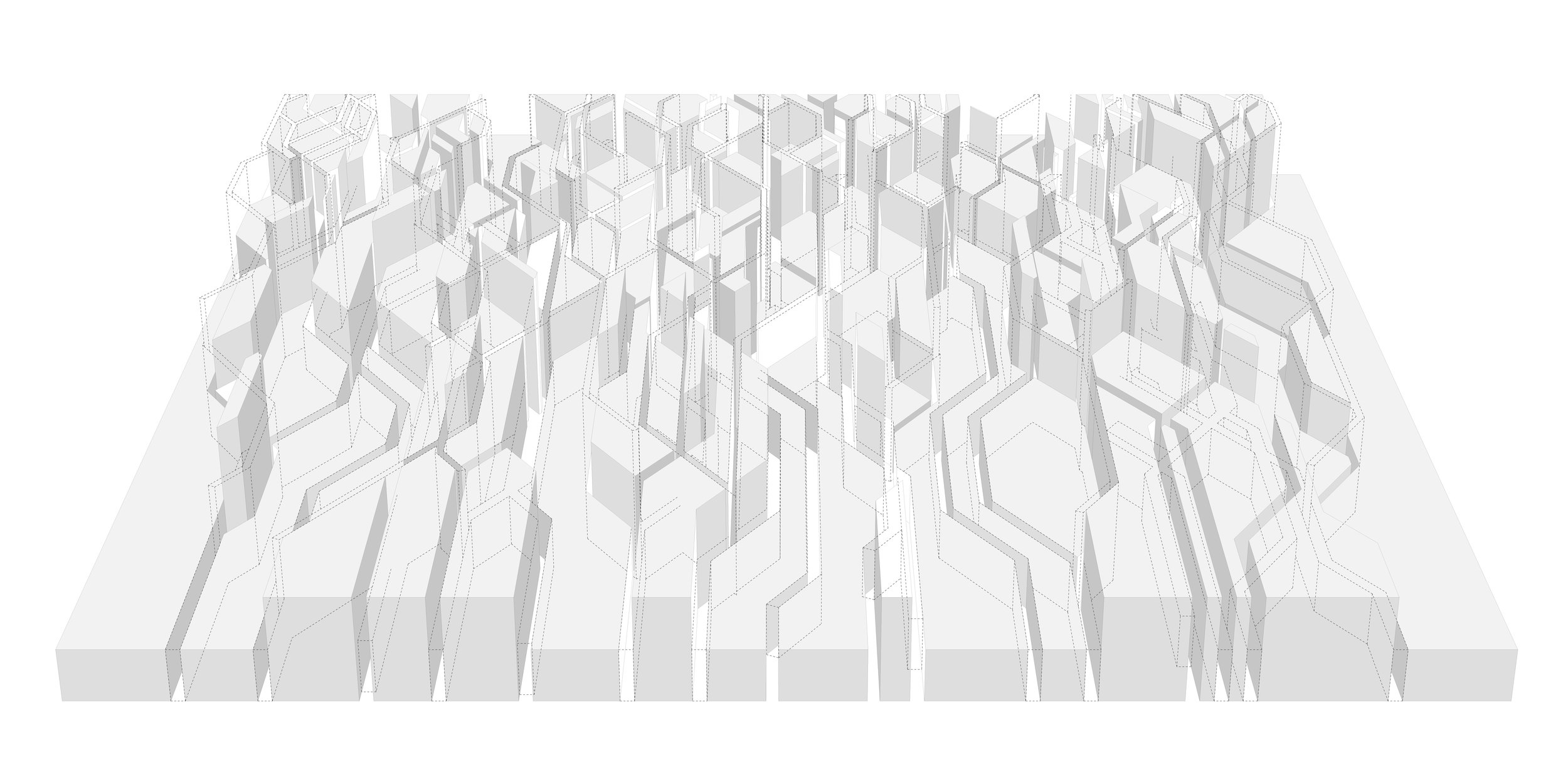 Initial design diagrams exploring "cracking" in multiple dimensions