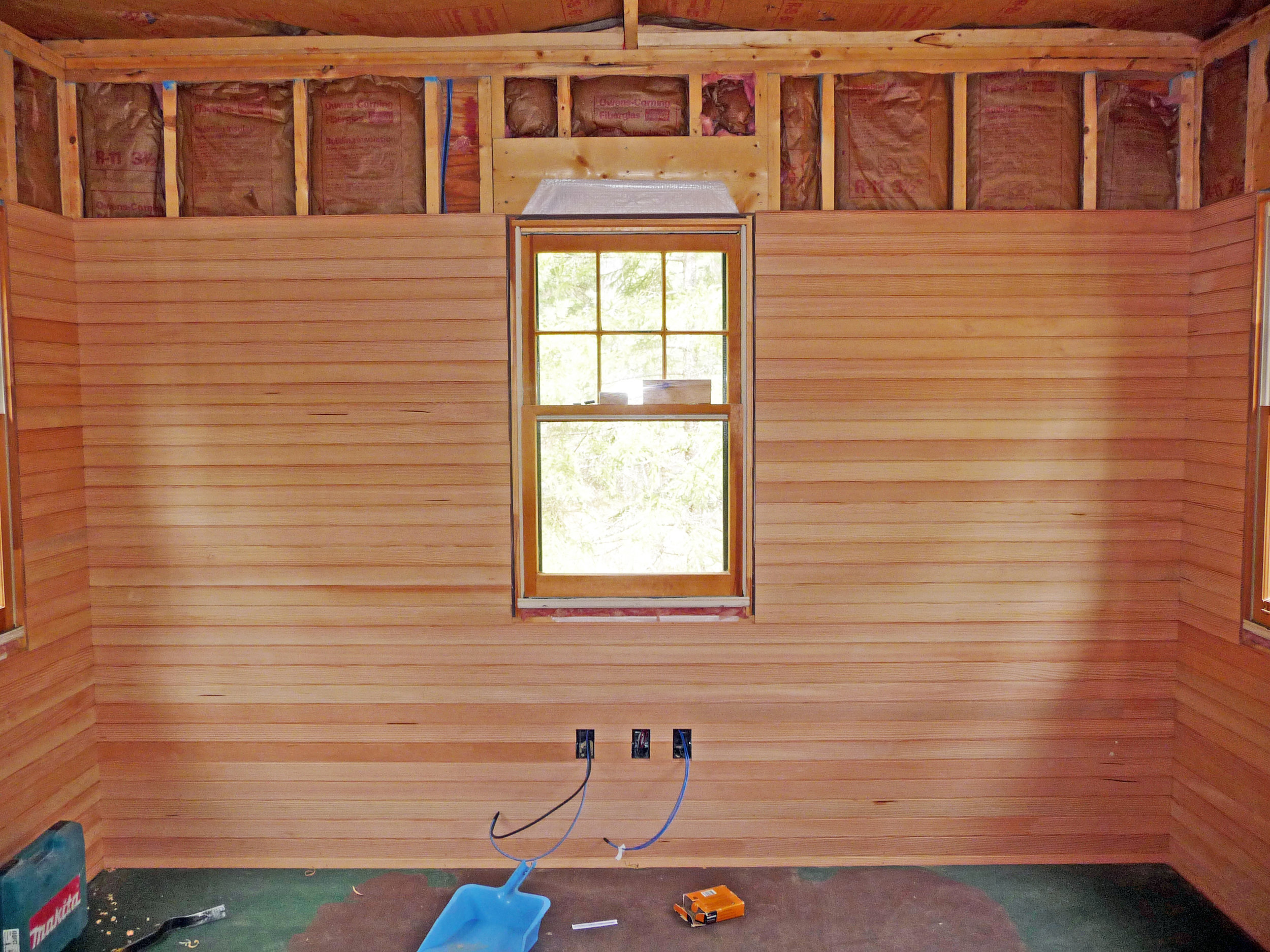 Interior paneling being installed