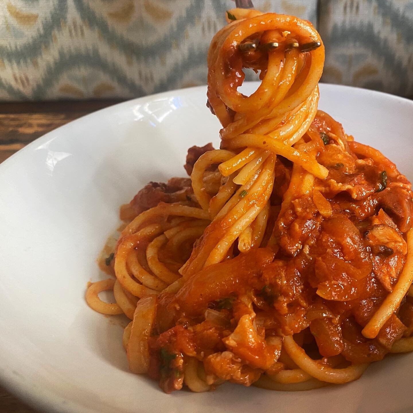 Dear friend, life can be pretty tough but you&rsquo;re doing great! 
Come reward yourself with our smoky, delicious Bucatini Amatriciana😍

⠀

⠀
#homemadepasta #amatriciana #smokinesssss #italiantastesbetter #brooklyngem