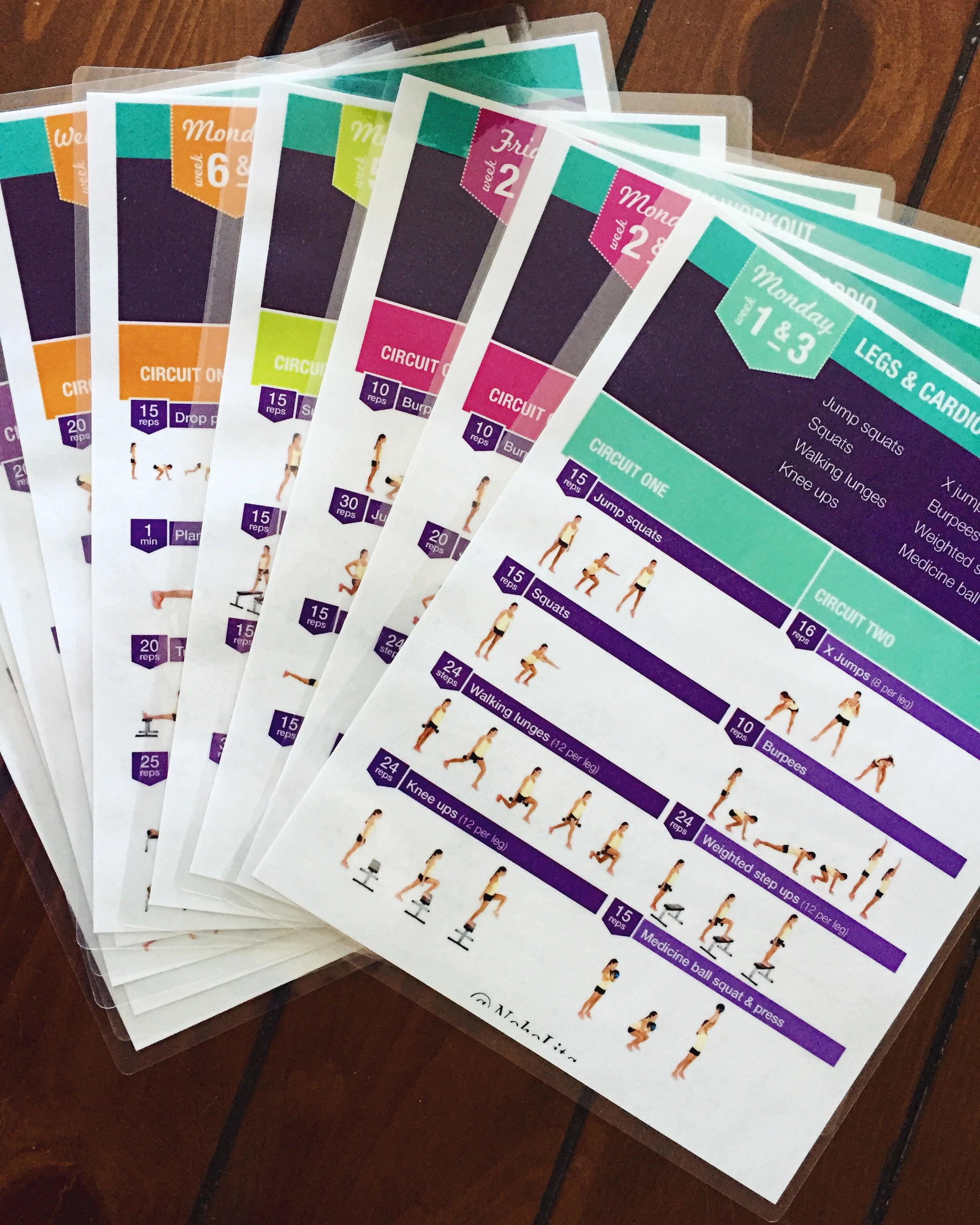 I highly suggest laminating your sheets. You'll be taking these babies to the gym for reference, and no one wants to carry around sweaty papers! Big thanks to RRAYYME for the helpful tip.