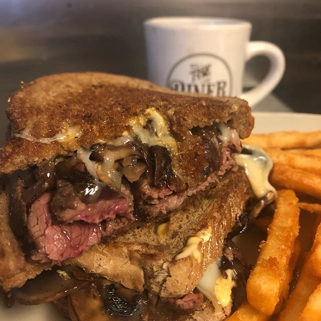 The perfect sandwich while watching the today&rsquo;s tournament, slow roasted beef tenderloin, saut&eacute;ed mushrooms, onions, melted Swiss, and chipotle mayo on grilled multigrain