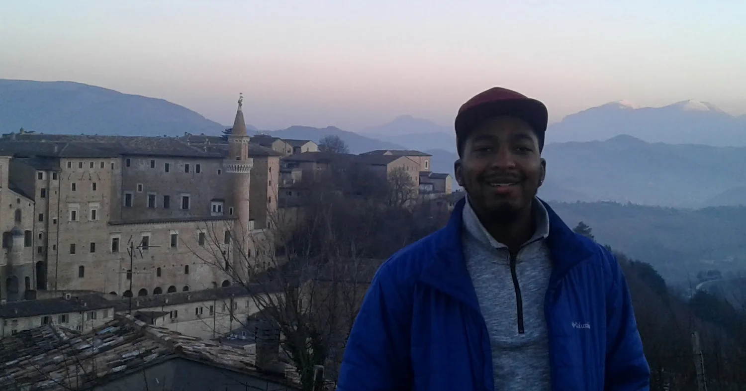 Cameron in Urbino, Italy.