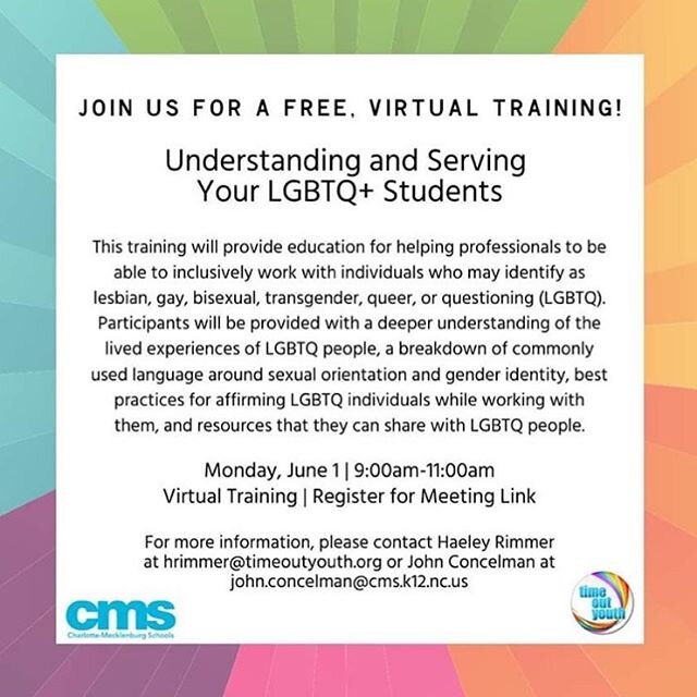 Thanks TOY for offering this training today and especially for naming that persons of color and who also identify as LGBTQ experience unique and disproportionate levels of discrimination.