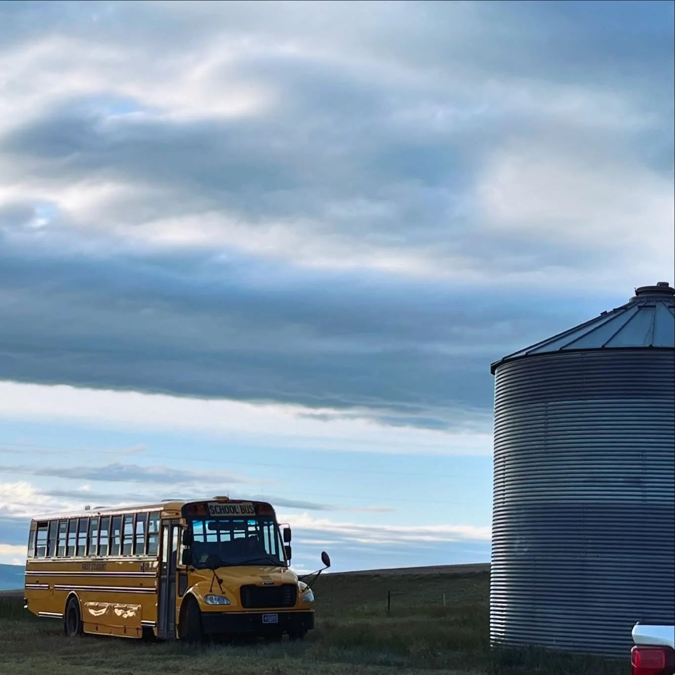 Love to see a bus in a field. Transportation is a great way to ensure your guests make it home safe!