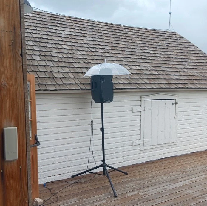 Gotta protect the gear!
.

.

@starmbarn 
#montanawedding #weddingdj #gear #speakersystem #rainstorm #umbrella #junewedding #partytime #weddingday #beprepared