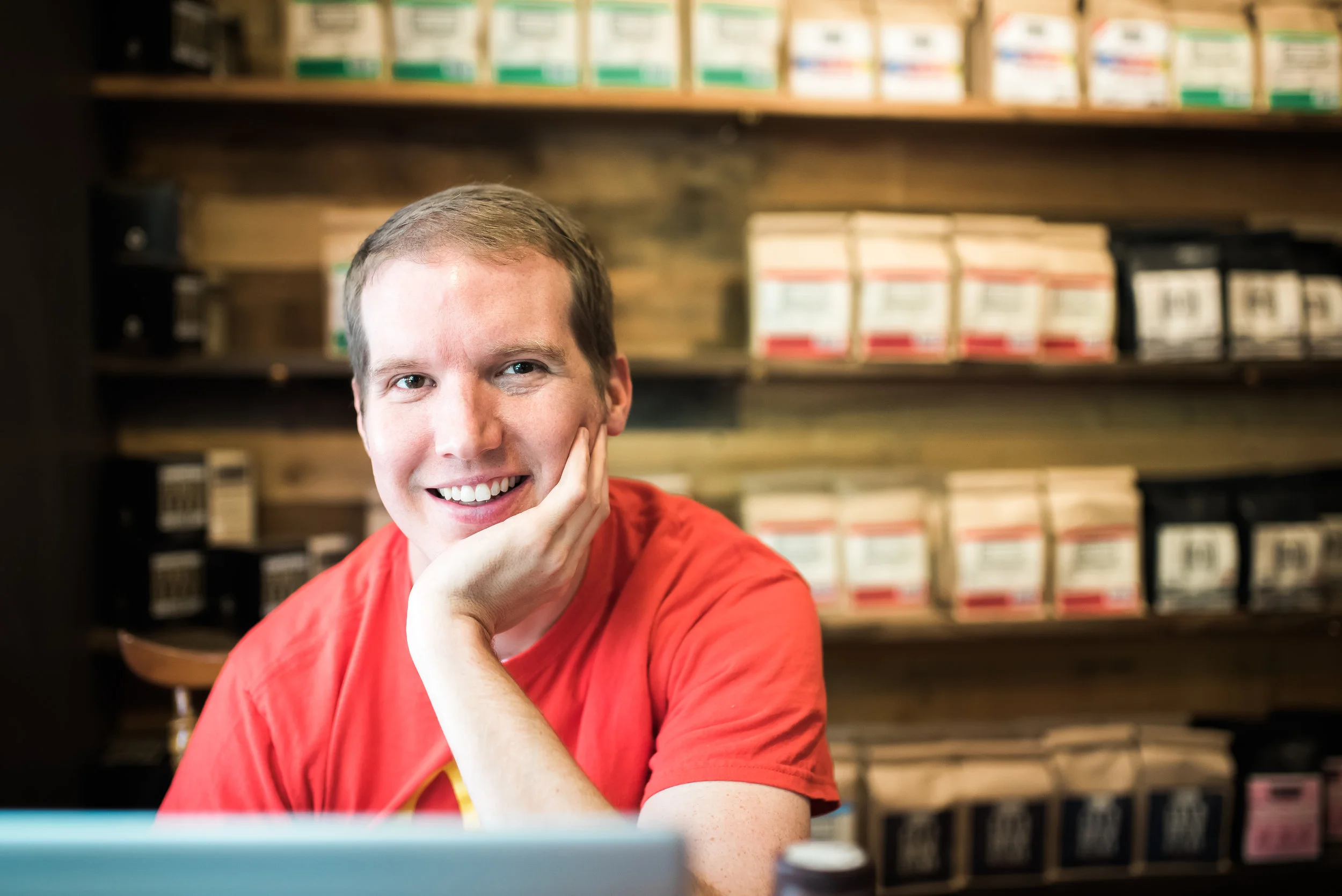 He is smiling, but it is saying, “I’m working, move along!” :)