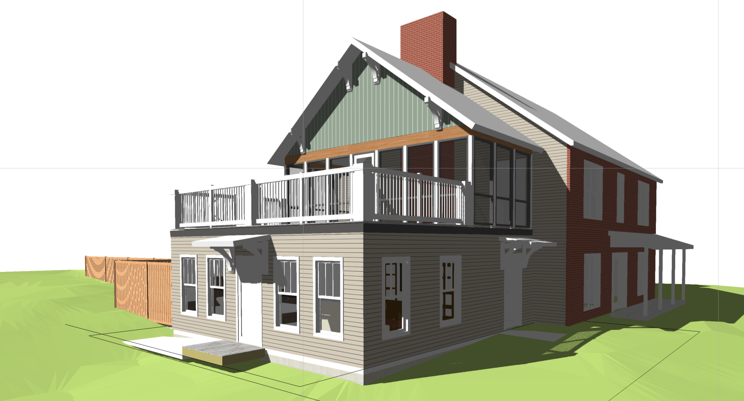 Wyatt Addition - Traditional Mother-in-law Suite addition with partially screened in roof deck. Unbuilt.