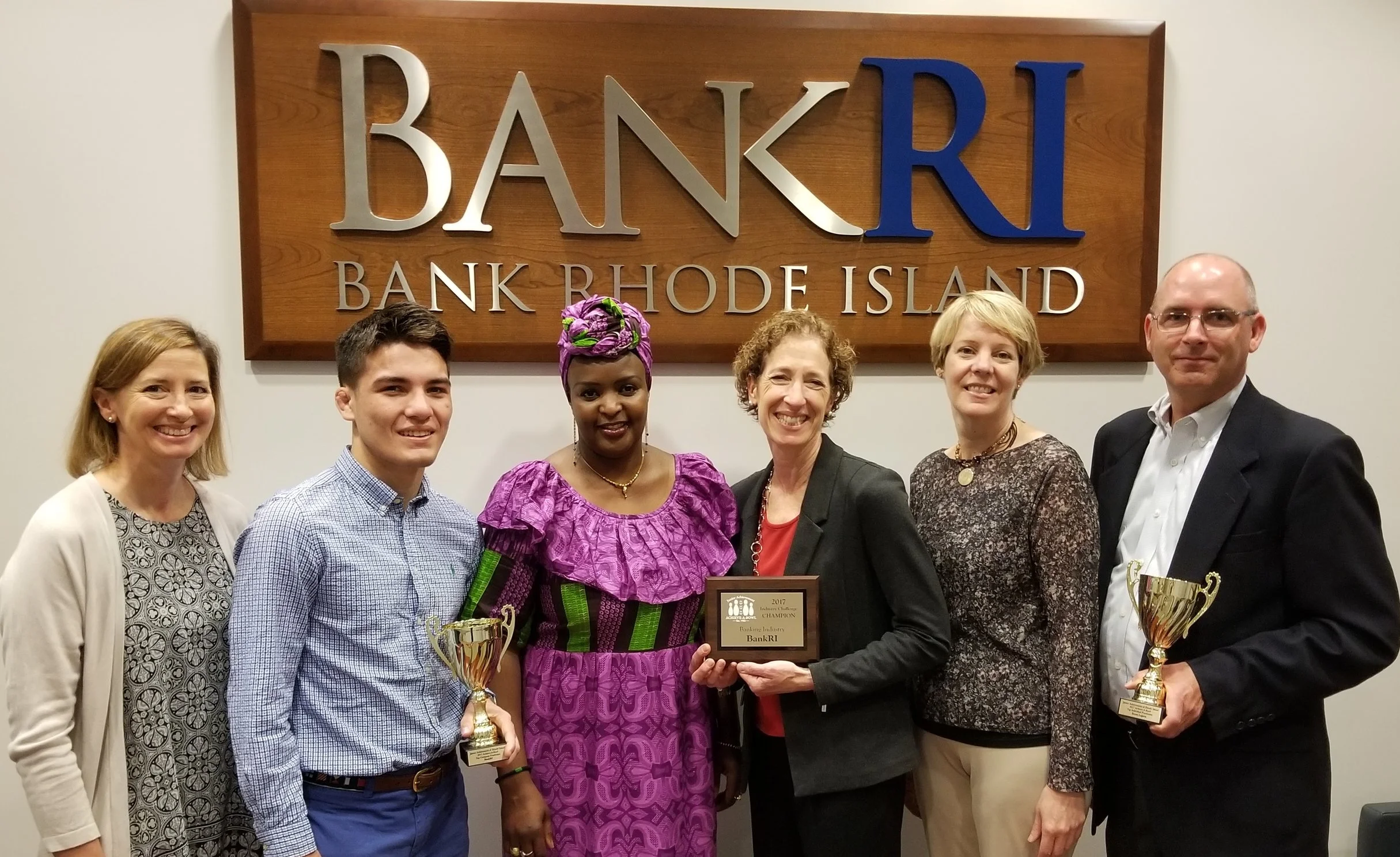 BankRI with their awards for: Banking Industry Champion, Highest Fundraiser, Scott Lajoie and highest overall raising team!
