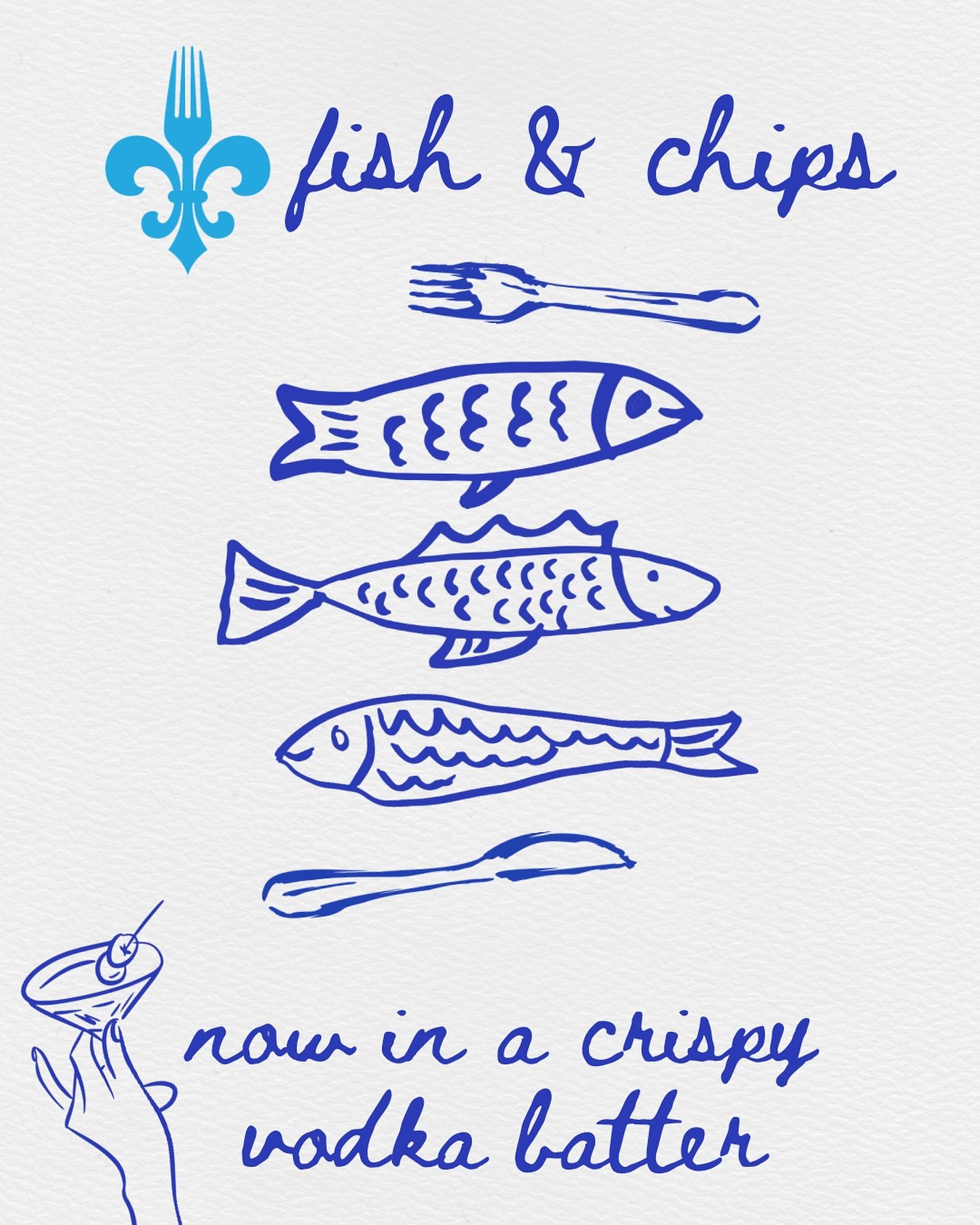 NEW: Vodka Infused Beer Batter for Fish &amp; Chip Wednesdays 🐟 

We&rsquo;re upping our fish game, adjusting our beer batter with the addition of VODKA in order to create the crispiest coating possible. 

Vodka has a higher vapour pressure than wat