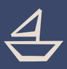Simplified white sailboat icon on navy blue background