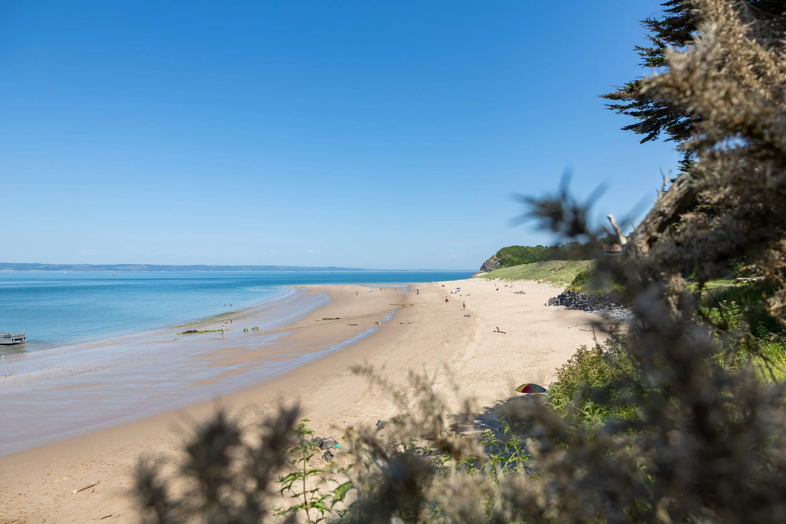 blue skies above priory bay