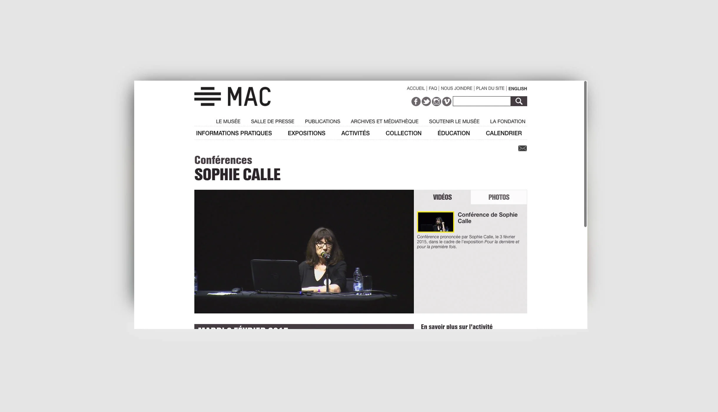 Site web du MAC de Montréal