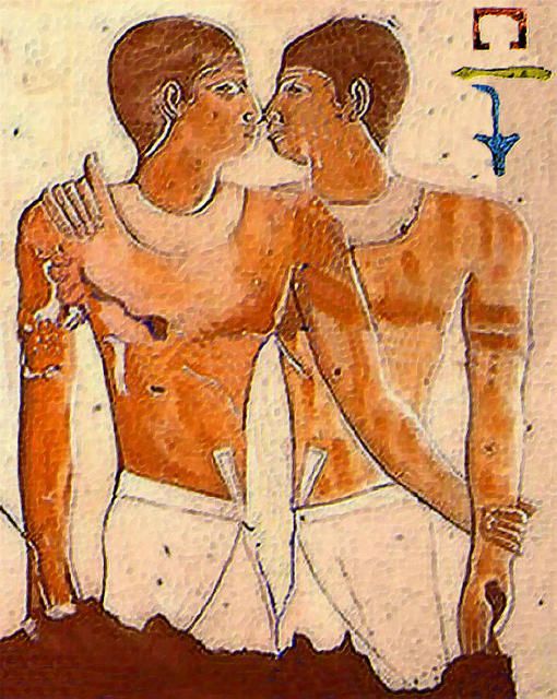 Hieroglyph of Niankhkhnum (standing, left) and Khnumhotep (right, with his right arm on Niankhkhnum’s shoulder)