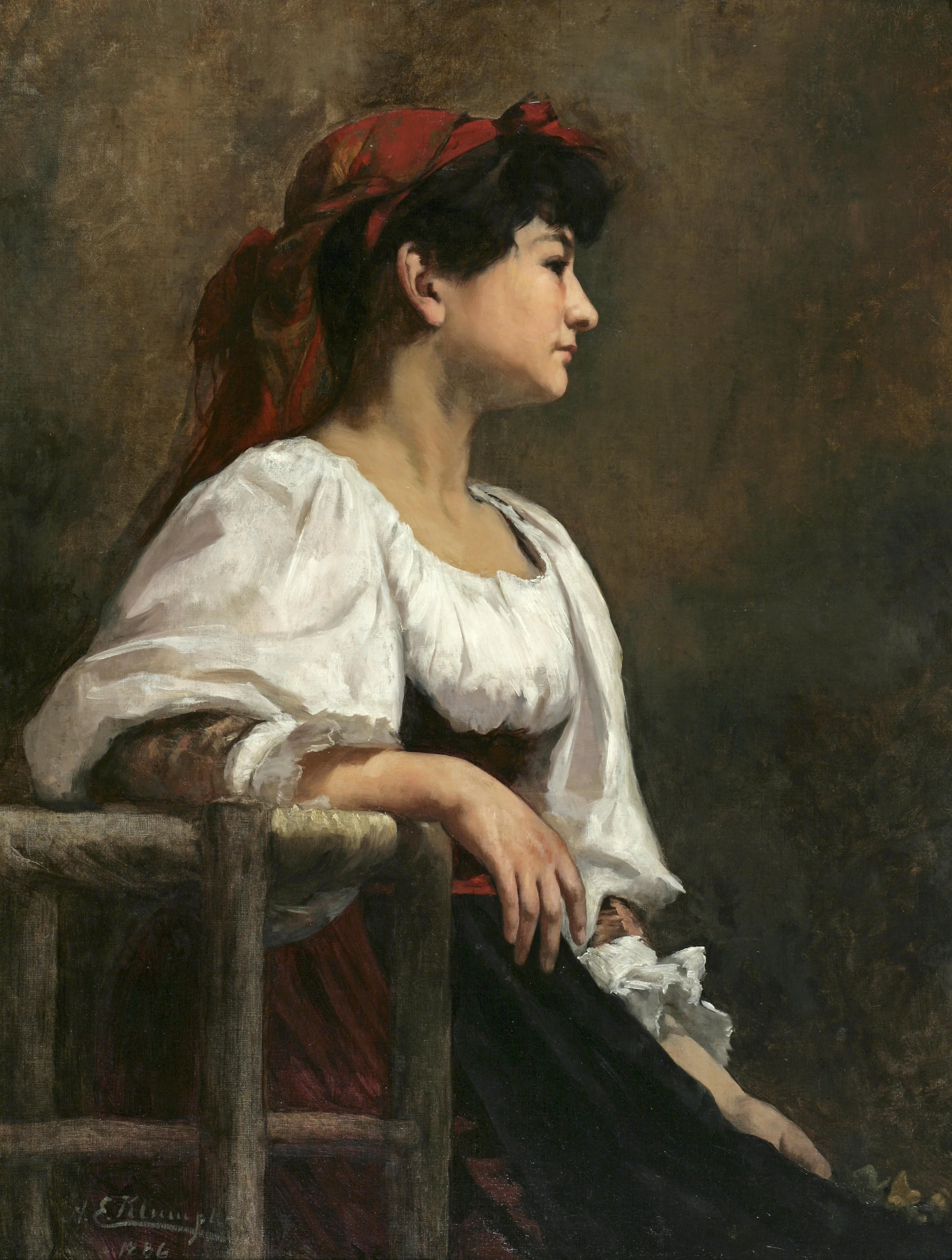 "Seated Woman with a Red Kerchief" Anna Elizabeth Klumpke