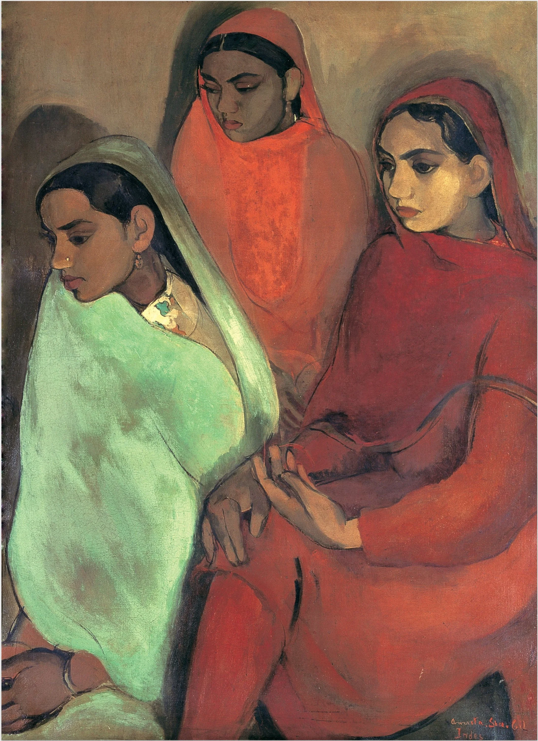 Group on Three Girls by Amrita Sher-Gil