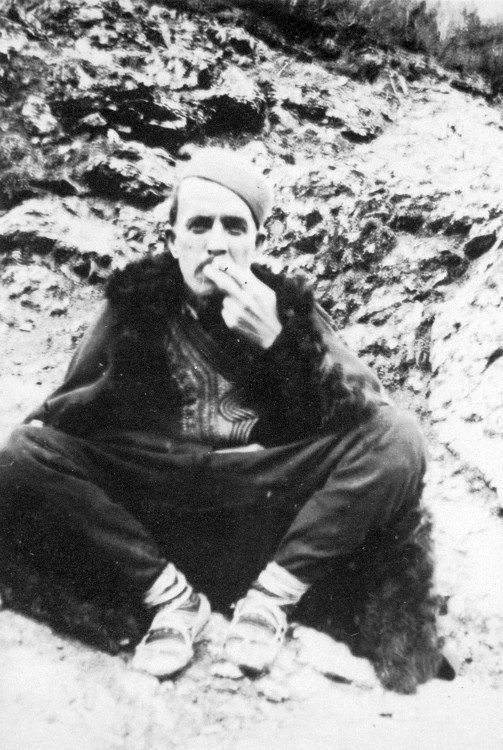 Man smoking, in the upper Reka valley near Dibra