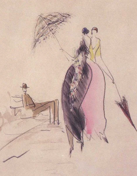 Ladies with umbrellas (the scene in the Park) by Yury Yurkun