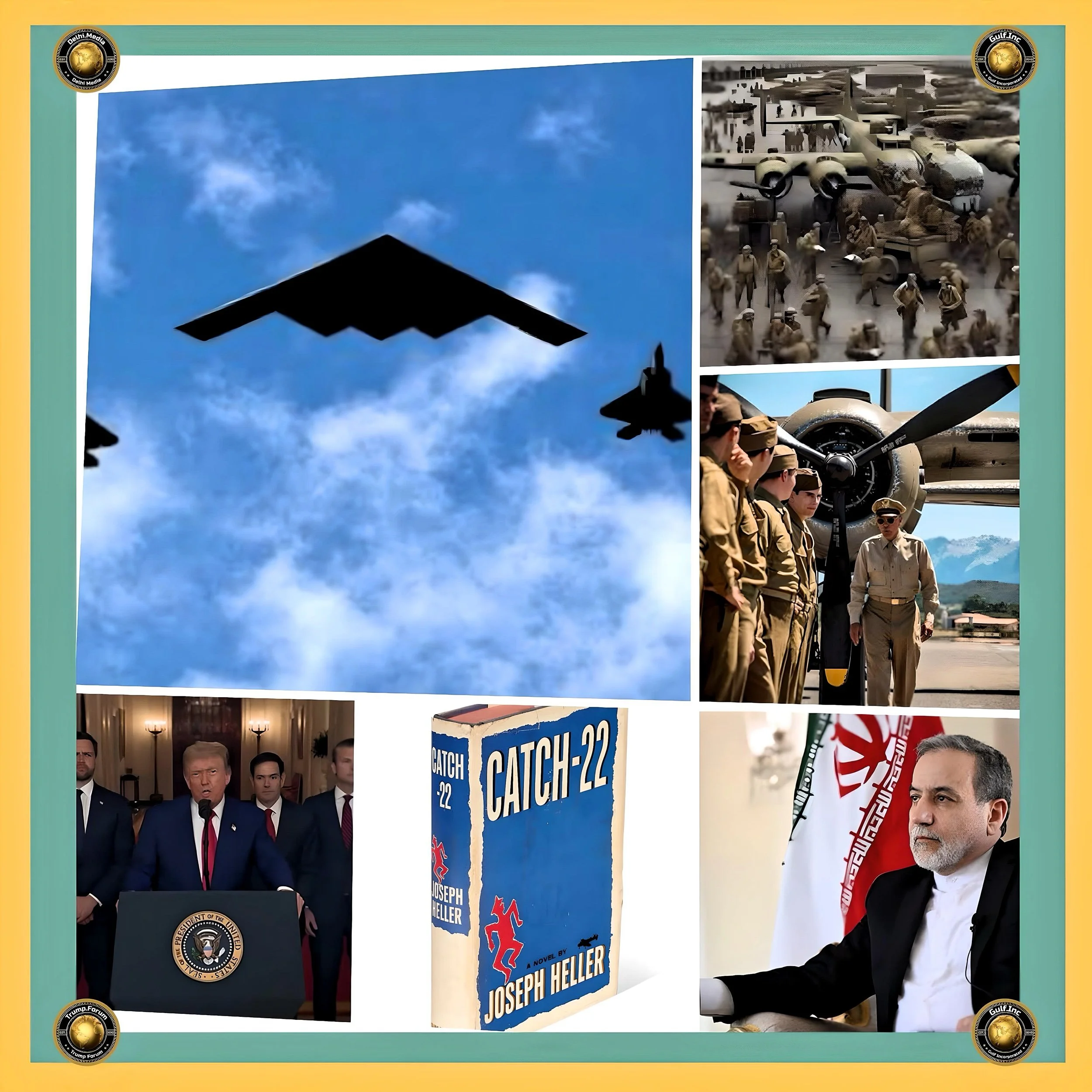 Exploring the Absurdities of Military Protocol through the Lens of Catch-22: A Critical Analysis : Offensive Against Iran - Contrasting Trump's Tactical Approach with genuine ideals of American Dream