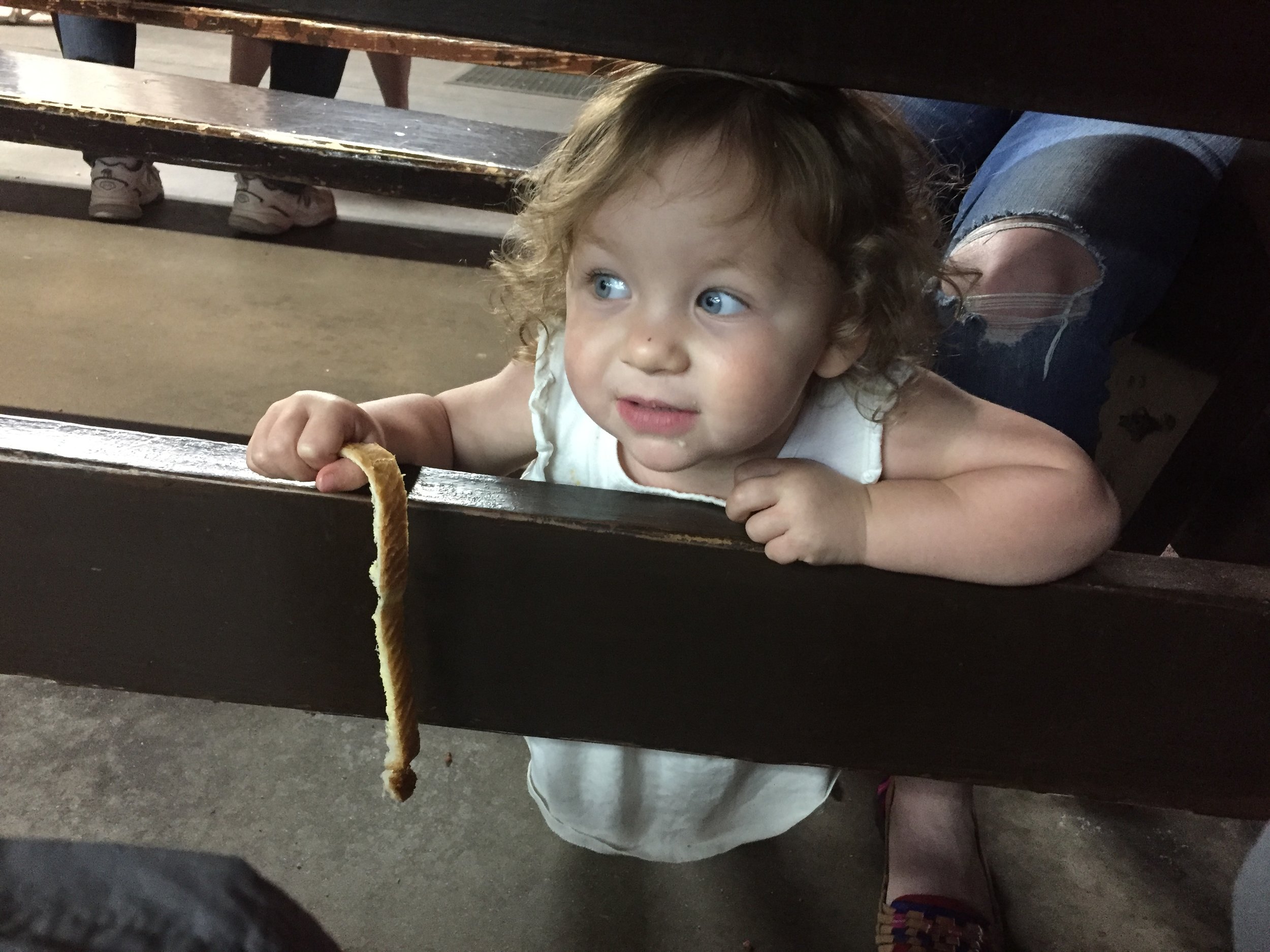 Truma enjoying some delicious Cooper's BBQ on our way home back to Midland