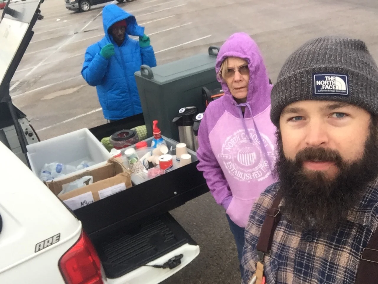 Surprise selfie! Our friend CJ who lives in his car has been volunteering with us. 
