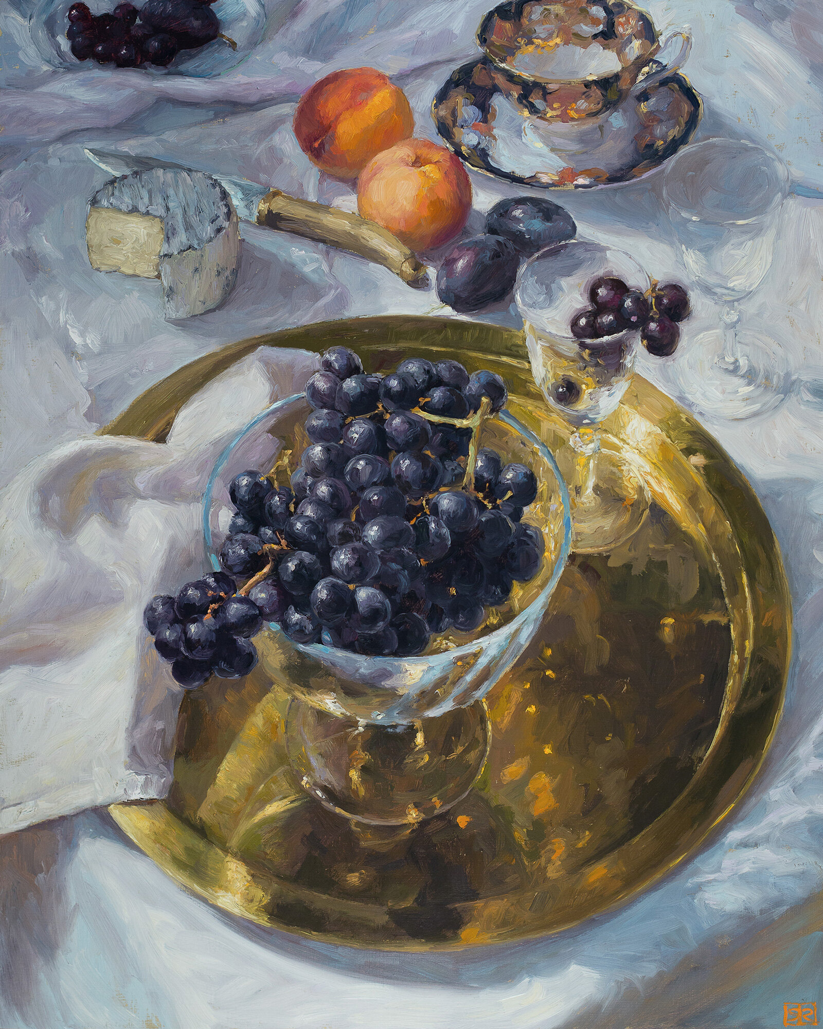 Blue Plums and Brass Tray