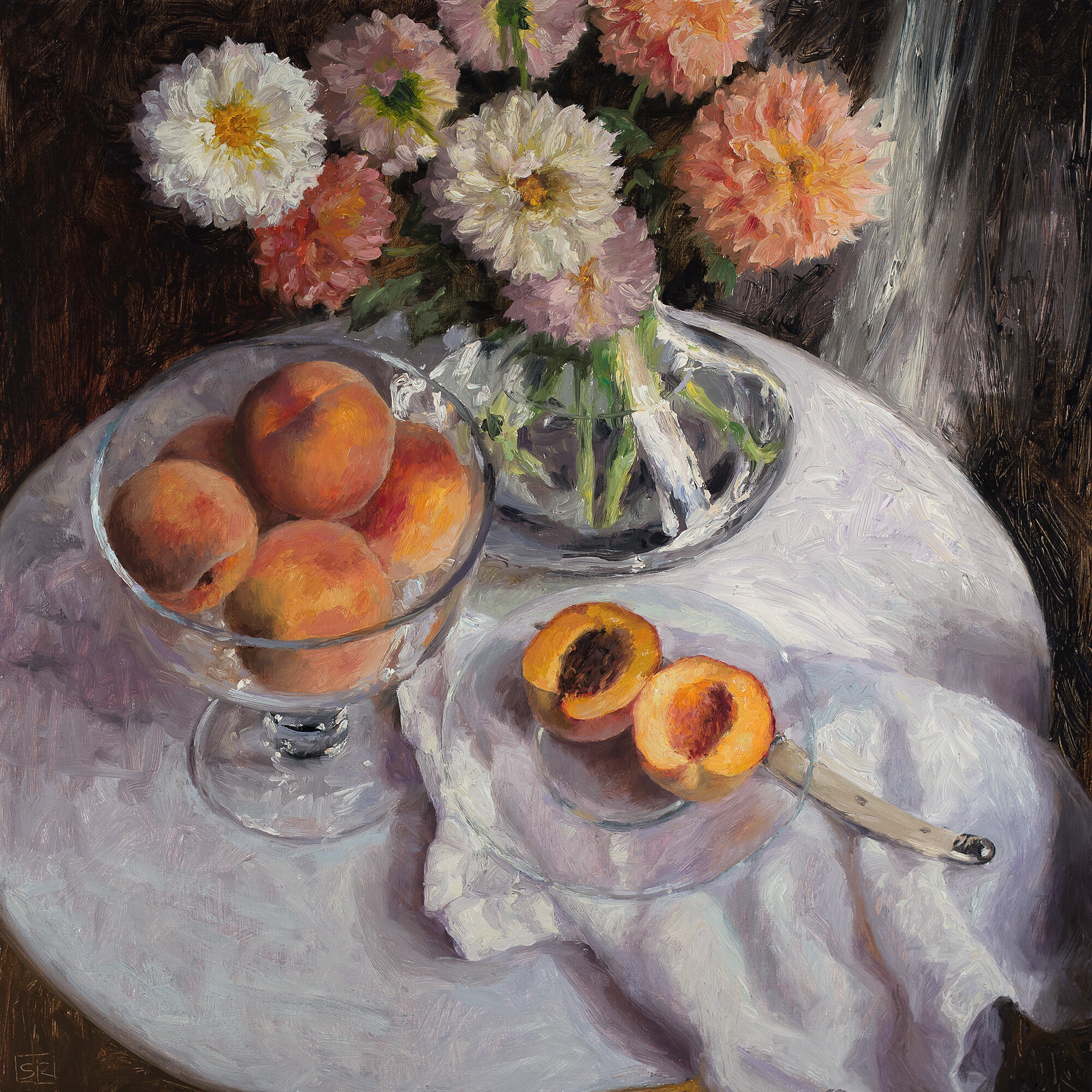 Dahlias and Peaches