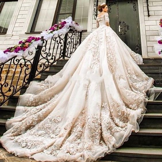 extra long train wedding dresses