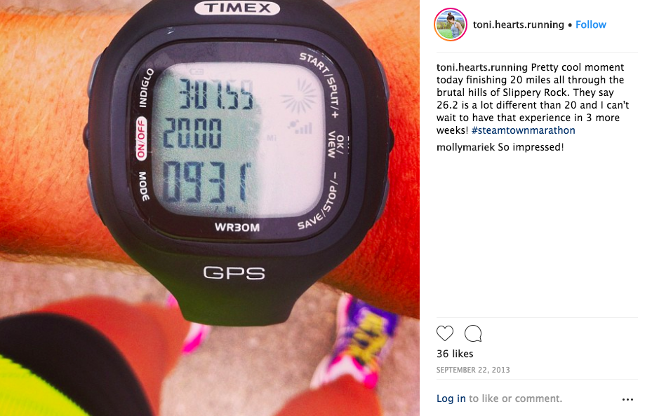 This was the only "stat" I showed during training aside from race day!