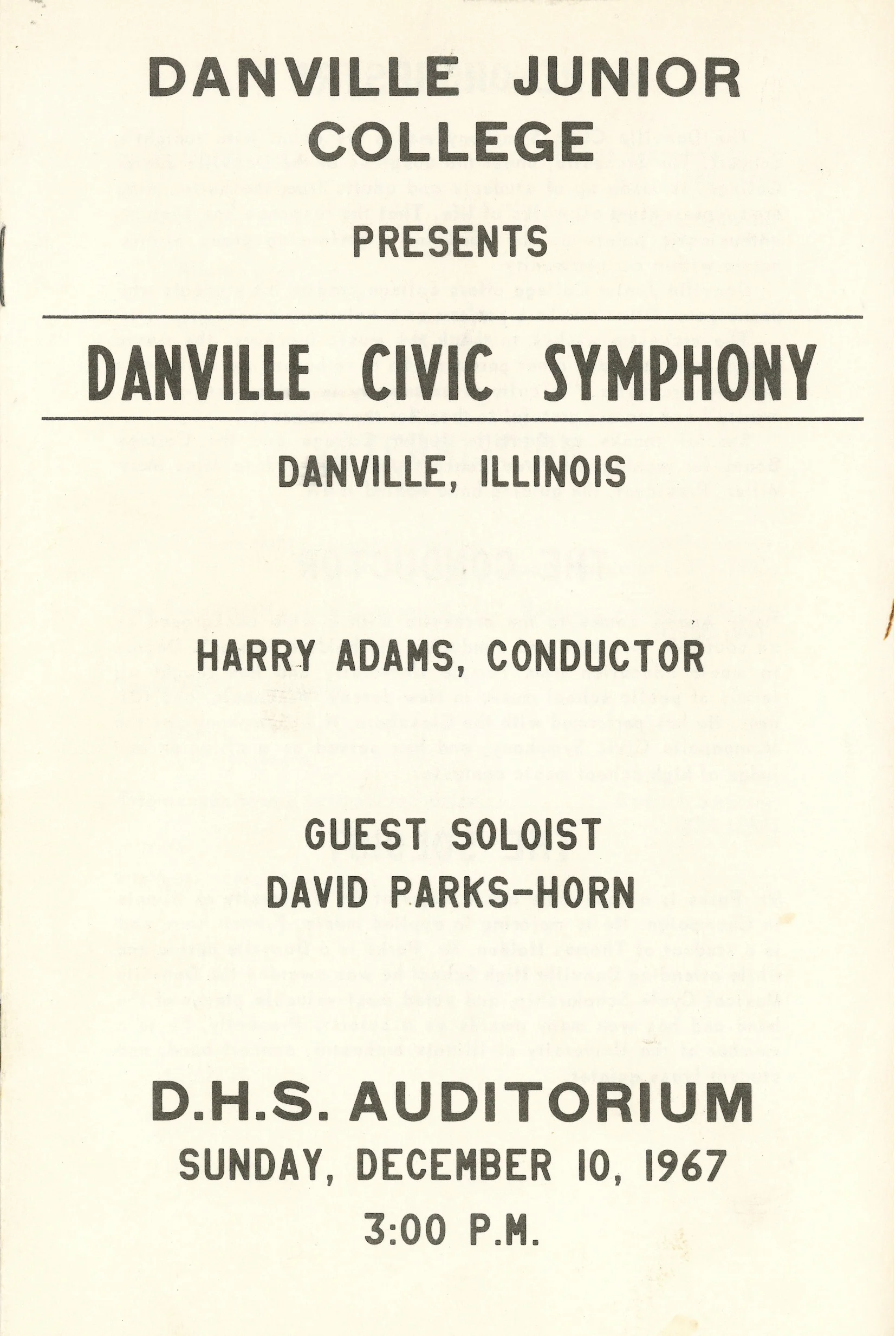 First concert program. Courtesy DSO archives.